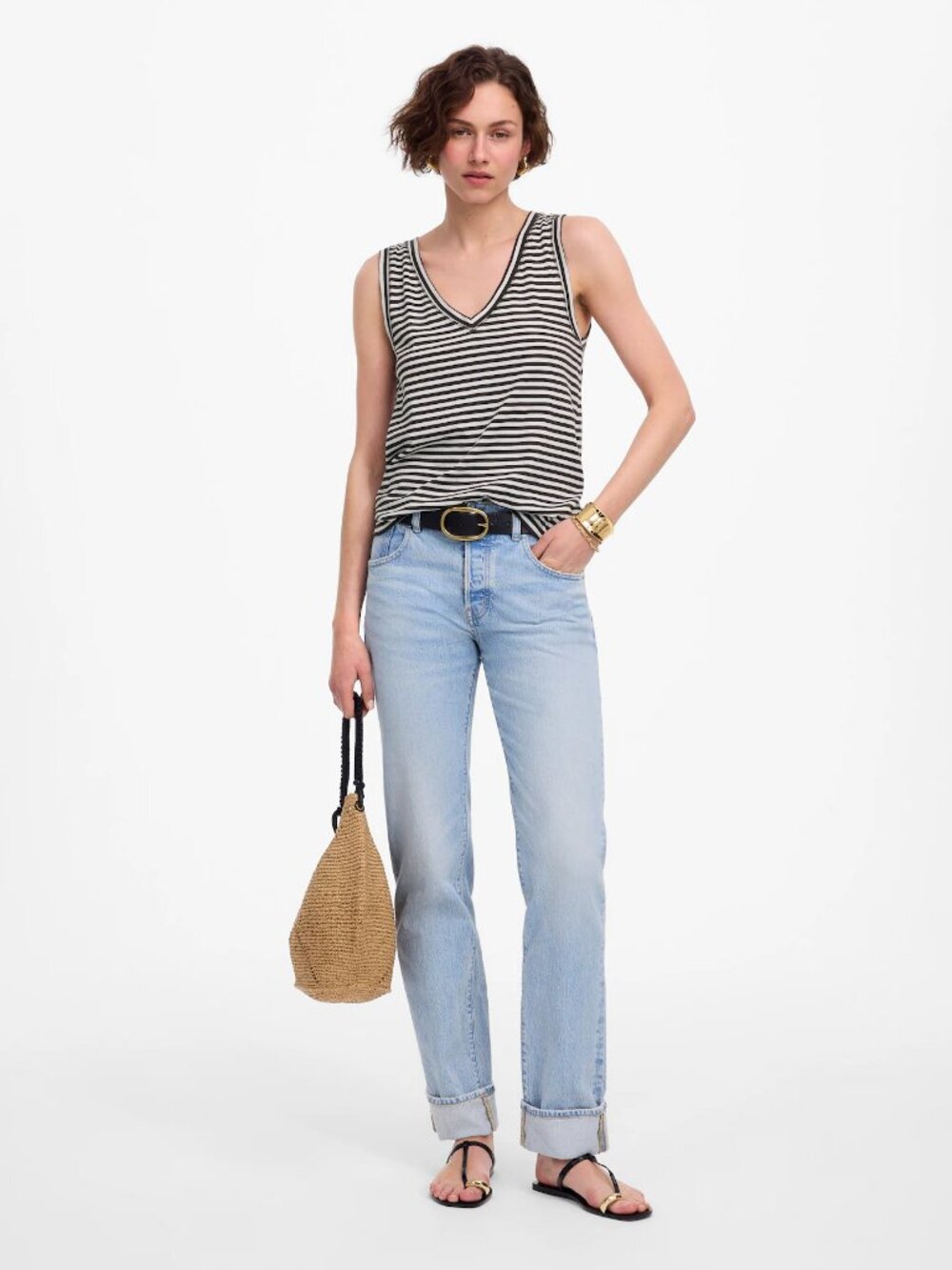 NWT Madewell Slub Relaxed V-Neck Tank - Picture 3 of 10